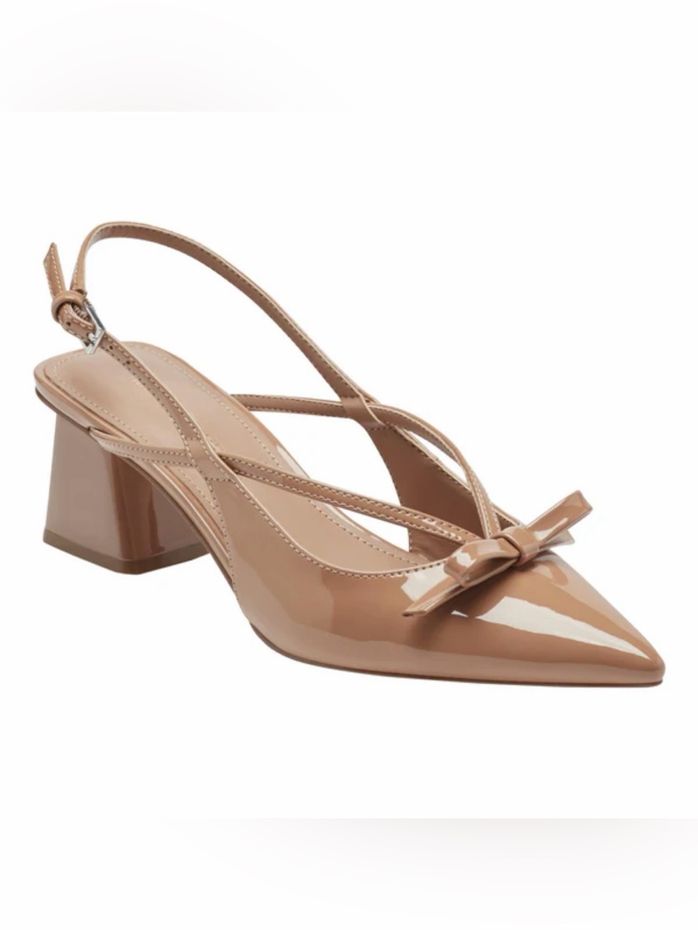Marc Fisher Women's Laily Block Heel Slingback Pumps- Size 8.5 Tan/Nude